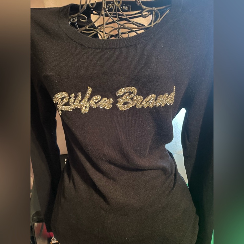 Rufen Brand Black Sweater with Silver Logo